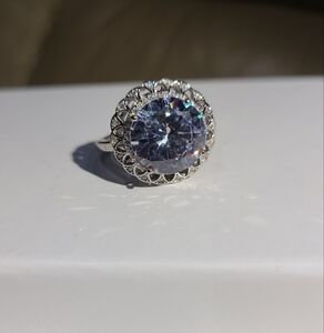 Elegant Sterling Silver Cz Size 9 Ring